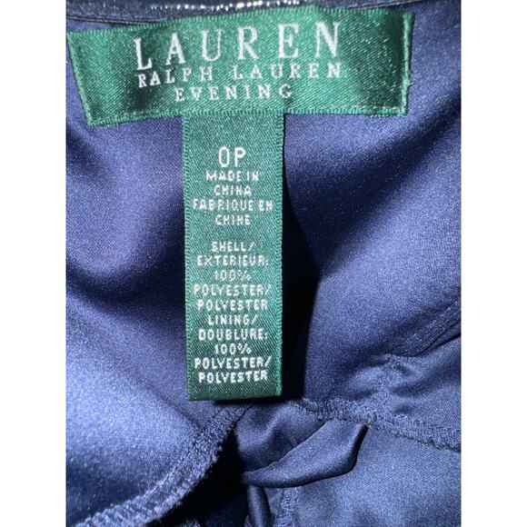 Ralph Lauren Navy Wrapped Bodice Sweetheart Strapless Chiffon Dress size 0 P - Picture 12 of 16